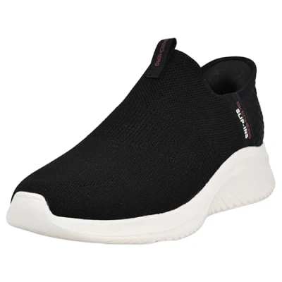 Abbildung von Skechers Herren Ultra Flex 3.0 Smooth Step Sneaker, Schwarzer Strick, roter Rand, 40 EU