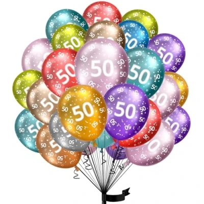 Abbildung von Luftballons 50. Geburtstag,15 Stück Metallic folienballon 50 helium ballons jahre aus 100% Naturlatex,Klimaneutral, 32cm Ballon zahlen für Kindergeburtstag und Mädchen Junge Geburtstag Jubiläum