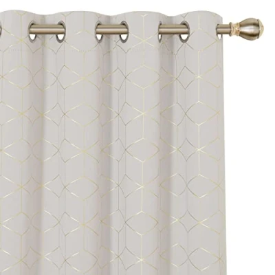 Abbildung von Deconovo 2 Stück Thermovorhänge, Blickdicht, mit Ösen, goldfarben, Jungen, Thermo, Kälteschutz, für Fenster, Wohnzimmer, Schlafzimmer, 132 x 183 cm