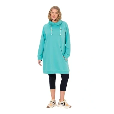 Abbildung von Ulla Popken Stehkragen Langarm Taschen Jerseykleid, Damen, Größe: 54/56, Mint green