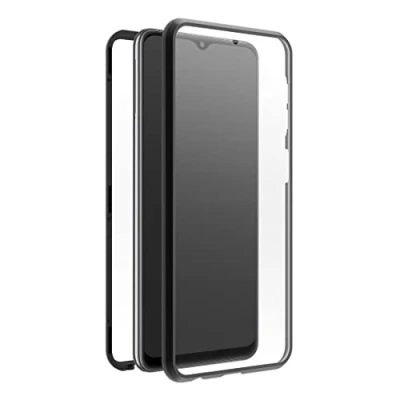 Abbildung von Black Rock Hülle 360 Grad Glass Case Passend für Samsung Galaxy A34 5G I Handyhülle, Magnet Verschluss, Cover (Transparent mit schwarzem Rahmen)