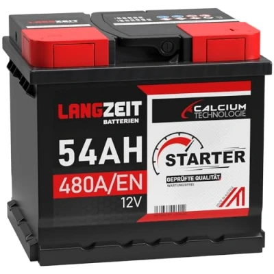 Abbildung von LANGZEIT Autobatterie 12V 54Ah ersetzt 44AH 45AH 46AH 50AH 52AH 53AH 55AH Starterbatterie KFZ PKW Batterie