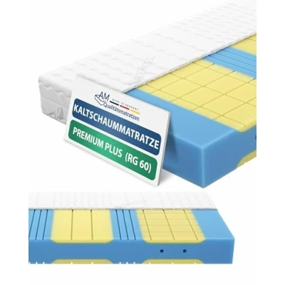 Abbildung von AM Qualitätsmatratzen Premium Plus 7 Zonen Kaltschaum Matratze 180x200 cm H3 Anpassungsfähige Kaltschaummatratze 180 x 200 mit Viscoschaum Orthopädische Visco RG 60
