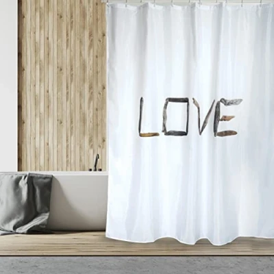 Abbildung von MSV Anti Schimmel Duschvorhang Bakteriell, waschbar, wasserdicht, Polyester, 180x200cm Love Weiß