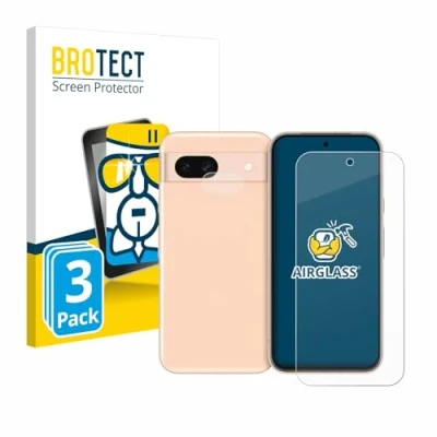 Abbildung von BROTECT Schutzglas für Google Pixel 8a (Display+Kamera) (3 Stück) Schutzfolie Panzer Folie Glas [Extrem Kratzfest 9H, Anti Fingerprint,