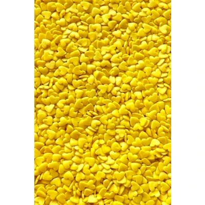 Abbildung von SD Pearls Zuckerstreusel, Bunter Streuselmix, Streusel Valentinstag, Hochzeit, Herzen, Streudekor für Torten, Kuchen, Muffins und Desserts. (Herzen Gelb, 80g)