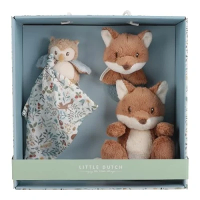 Abbildung von Little Dutch 8915 Geschenkset 3 teilig (Schmusetuch, Greifling, Stofftier) Forest Friends