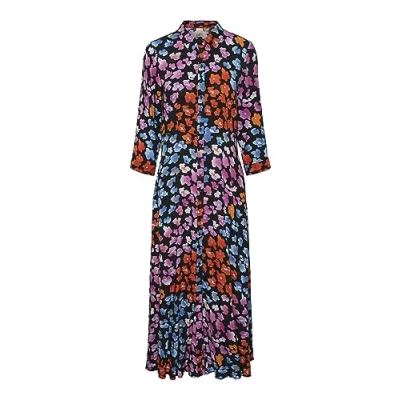 Abbildung von Y.A.S Damen YASSAVANNA Long Shirt Dress S. NOOS Hemdkleid, Black/AOP:LIRO Print, S