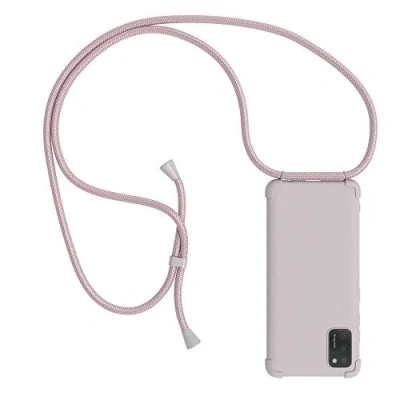 Abbildung von EAZY CASE Handykette kompatibel mit Samsung Galaxy A41 Handyhülle Umhängeband, Handykordel Schutzhülle, Silikonhülle, Hülle Band, Kette für Smartphone, Full Color Rosa Braun