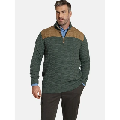 Abbildung von Charles Colby Strickpullover EARL FILIBERT mit Passe in Veloursoptik