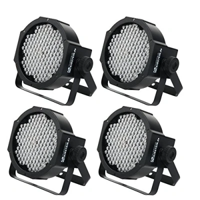 Abbildung von 4x Showlite FLP 144 Flatline Panel LED Scheinwerfer (PAR Strahler, Discolicht, Bühnenbeleuchtung, Lampe, LED/RBG mixing, Anschlüsse: DMX In/Out, 6 Modi)