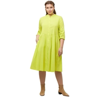 Abbildung von Ulla Popken COL Montant Manches 3/4 Blusenkleid, Damen, Größe: 46/48, Citron vert