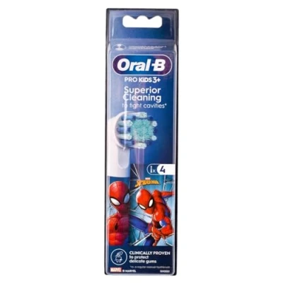 Abbildung von Braun Elektrische Zahnbürste Oral B EB10S4 Kinderzahnbürstenköpfe mit Spiderman Motiv 4er Pac