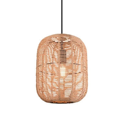 Abbildung von Trio Leuchten Pendelleuchte Runa 303090132, Metall Schwarz matt, Sisal braun, exkl. 1x E27