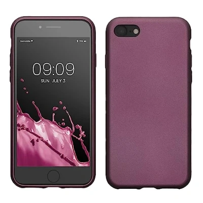 Abbildung von kwmobile Case kompatibel mit Apple iPhone SE (2022) / (2020) 8 7 Hülle Schutzhülle aus Silikon metallisch schimmernd Handyhülle Metallic Lavendel