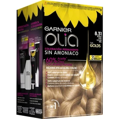 Abbildung von Garnier Olia Coloración Permanente Sin Amoniaco Para Un Olor Agradable Con Aceites Florales De Origen Natural Rubio Miel 8.31
