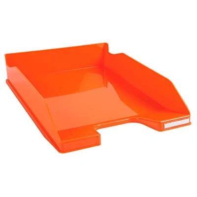 Abbildung von Exacompta 113288D Premium Briefablage Combo Midi DIN A4. Idealer Briefkorb für Ihre Organisation. Robuster und stapelbarer Ablagekorb mandarine glänzend