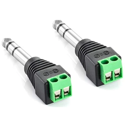 Abbildung von POPPSTAR Audio Klinkenstecker (Adapter 6,35mm Klinke Stereo männlich auf 2 pin Terminal Block), Stück