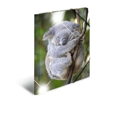 Abbildung von HERMA 19333 Sammelmappe A3 Tiere Koala, Kinder Eckspanner Mappe aus Kunststoff mit Hochglanz Optik, Innendruck &amp; Gummizug, stabile Einschlagmappe Plastik für Jungen Mädchen
