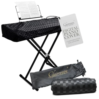 Abbildung von Clairevoire Digital Piano Cover für Roland FP Serie (Ebony Black, 90X)
