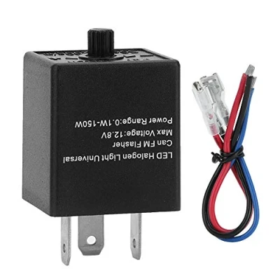 Abbildung von 12V 24V 3 PIN Einstellbarer elektronischer LED Blinkrelais Fix Für Blinkerlicht Hyper Blinker Flash Gefahr Warnhinweis Automobile