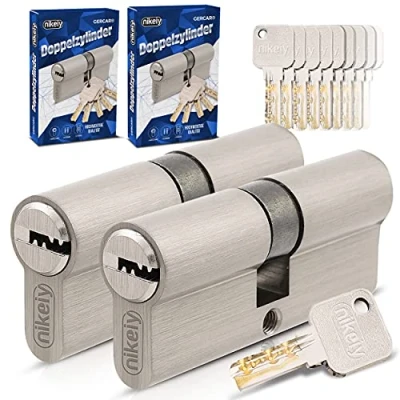 Abbildung von GERCAR Pro Gleichschließend 2x Schließzylinder 30/40 Set 2 Profilzylinder inkl. 10 Schlüssel 70 mm Türschloss Zylinderschloss 2er Zylinder Länge: 70mm, A:30 B:40 Schließsystem