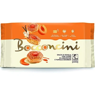 Abbildung von 3x Matilde Vicenzi Bocconcini mit 100 % italienischem Aprikosenherz und Vanille 90 g