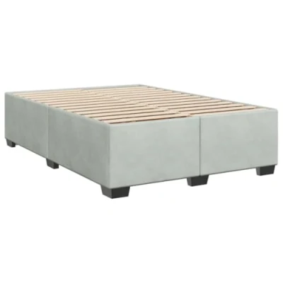 Abbildung von vidaXL Bettgestell, Bettrahmen mit Lattenrost, Polsterbett Bett für Schlafzimmer, Doppelbett Schlafzimmerbett, Hellgrau 140x200cm Samt