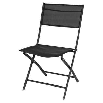 Abbildung von Spetebo Balkon Klappstuhl in schwarz 83 x 55 cm Faltbarer Gartenstuhl aus Stahl und Textil Klapp Camping Garten Terrasse Stuhl faltbar Texteline Bespannung