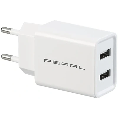 Abbildung von PEARL Handy Ladegerät: 2 Port USB Netzteil für Mobilgeräte, A, 2,4 A / 12 W, weiß (Handy Ladekabel mit Netzstecker, Netzteil, Netzteile Steckdose)