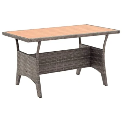 Abbildung von vidaXL Gartentisch Garten Esstisch Terrassentisch Tisch Balkontisch Gartenmöbel Outdoor Terrasse Grau 120x70x66cm Poly Rattan Stahl