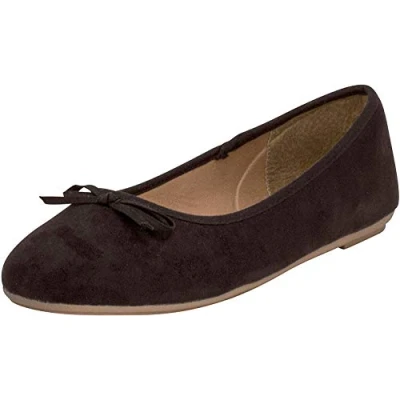 Abbildung von Fitters Footwear That Fits Damen Ballerina Helen Microfibre modische Basic Ballerinas mit Schleife Übergröße (45 EU, schwarz)