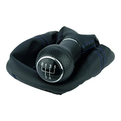 Abbildung von L &amp; P Car Design L&amp;P A252 12 Schaltsack Schaltmanschette Schwarz Naht Blau Schaltknauf 5 Gang 23mm kompatibel mit VW Golf 4 IV Rahmen Knauf Plug Play Ersatzteil für 1J0711113