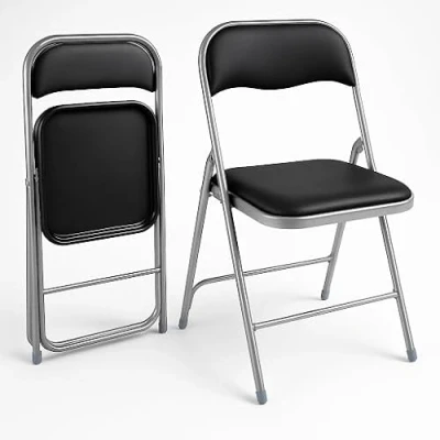 Abbildung von HAEST 2X Klappstuhl Klappstühle Zwei Stühle Silber Schwarz mit Metallrahmen und Kunstlederbezug 2er Set Küchenstühle