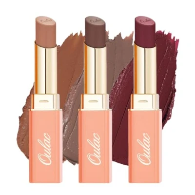 Abbildung von Oulac Lippenstift Satin Finish,Matte &amp; Cremiger Pflegestift, Hochpigmentiert, Langzeithaltbar, Vegan (10+12+13)