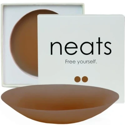Abbildung von NEATS Nippelpads, hypoallergenem Silikon Brustwarzenabdeckungen für Frauen, Damen Nipple Cover mit Brustwarzenschutz, wiederverwendbar, Selbstklebende Nippelabdeckung Pasties (Mocha, 10cm)