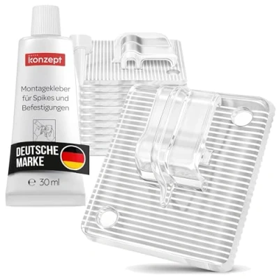 Abbildung von 40 Stück Klebehaken für Katzennetz Balkon inkl. Montagekleber 30ml, extra stark, transparent &amp; klein, ohne Bohren, wetterfest, einfache Montage