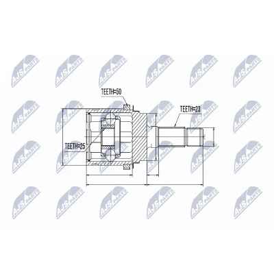 Abbildung von NTY NPZ HD 048 Gelenksatz Hinterachse, radseitig mit ABS Sensorring HONDA: CR V 2, 1