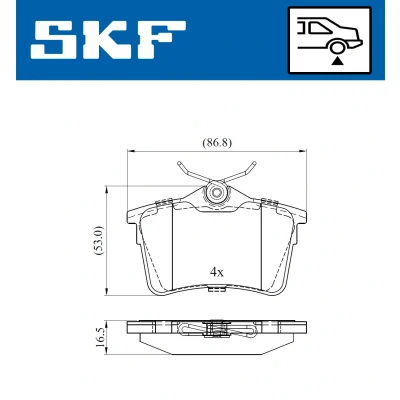 Abbildung von SKF VKBP 90036 Bremsbelagsatz nicht für Verschleißwarnanzeiger vorbereitet mit Zubehör