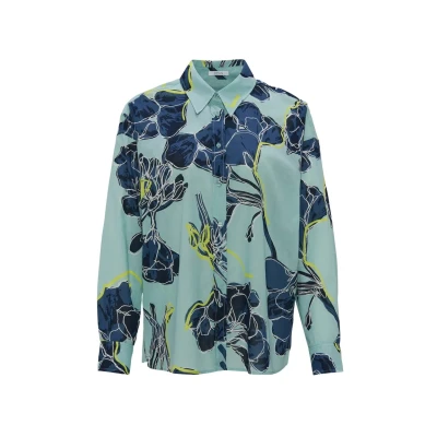 Abbildung von Opus Langarm Fenlo Bloom Hemdbluse, Damen, Größe: 38, Coal blue