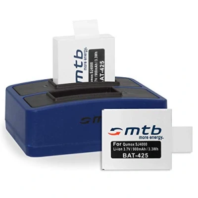 Abbildung von 2 Akkus + Dual Ladegerät (USB) für Qumox SJ5000(+), SJ5000X, SJ4000(+) / SJCam M10(+), X1000... inkl. Micro USB Kabel
