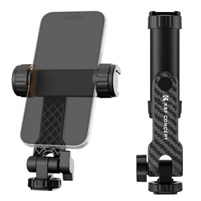 Abbildung von K&amp;F Concept Handy Stativ Adapter, Handyhalterung für mit 2 Cold Shoe,Smartphone iPhone 15/14/13,Sumsung,Xiaomi,Xgody,360 drehbare