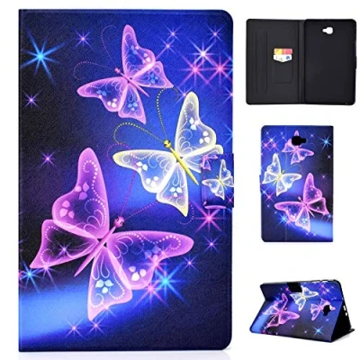 Abbildung von ONETHEFUL hülle Book Cover Etui für Samsung Galaxy Tab A / A6 10.1&quot; 2016 T580 T585 Schutzhülle PU Leder Tablet Tasche Case Huelle mit Ständer lila Schmetterling