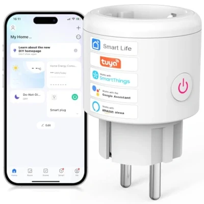 Abbildung von SURFOU WLAN Steckdose mit Strommessgerät, Smart Home Zeitschaltuhr Steckdose, 2.4 GHz WiFi Plug Funktioniert Alexa, Google Home, Sprachsteuerung, Fernzugriff, Kein Hub Notwendig