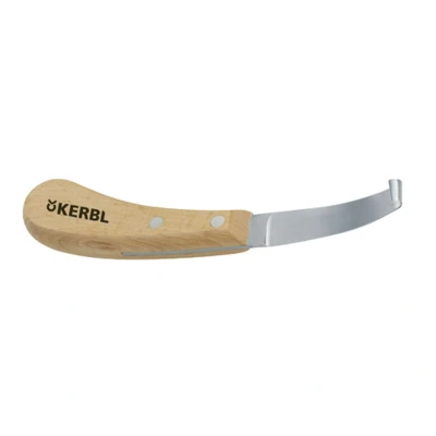 Abbildung von Kerbl Profi Hufmesser Holz und Metall Links Breit