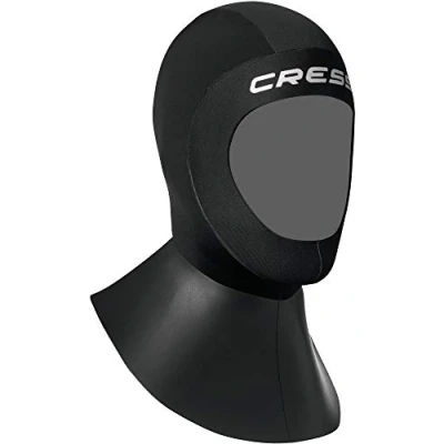 Abbildung von Cressi Bala Hood Lady 5mm Neopren Tauchhaube mit breitem, glattem Kragen, für Frauen, Schwarz, XS/1