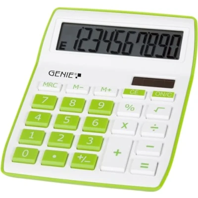 Abbildung von GENIE Taschenrechner 840 G, Tischrechner, Solar, Batterie, Bürorechner, 10 stellig, grün/weiß