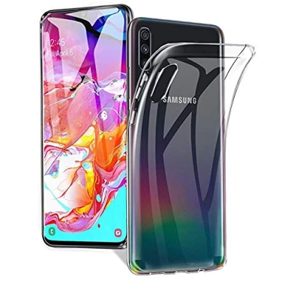 Abbildung von CoverKingz Handyhülle für Samsung Galaxy A70 Silikonhülle Soft Case Bumper Durchsichtig Handy Hülle Slim Cover Transparent