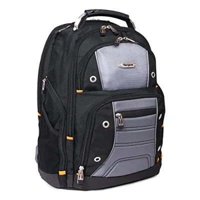Abbildung von Targus Drifter II Laptop Rucksack, Schwarz/Grau Rucksack für Herren, Business, Reisen, strapazierfähiges, wasserabweisendes Material, passend Laptops bis zu 17 Zoll (TSB239US)
