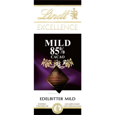 Abbildung von Lindt EXCELLENCE 85 % Kakao milde Edelbitter Schokolade 100 g Tafel Extra Bitter Intensiver Geschmack Dunkle, Vegane Schokoladengeschenk 100g (1er Pack)
